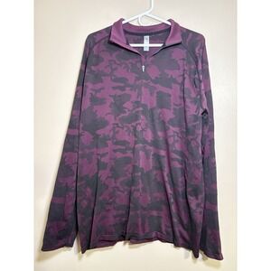 Unrl Camo Zip Quarter Zip Knit Pullover Men's Large Purple Black Golf